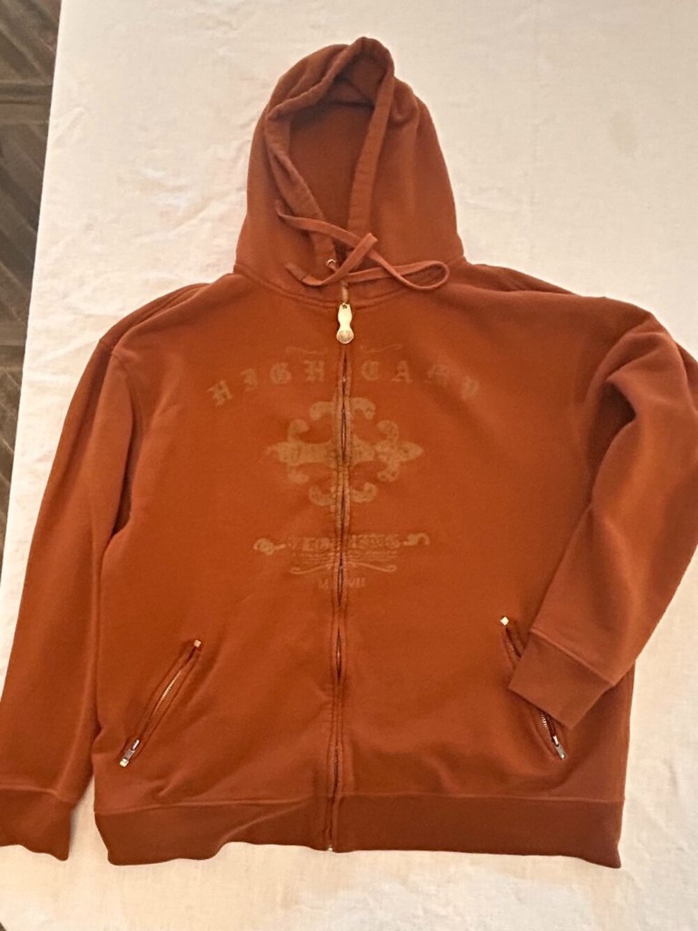High Camp sweatshirt, men's XL, rust color, hoodie, thick and cozy